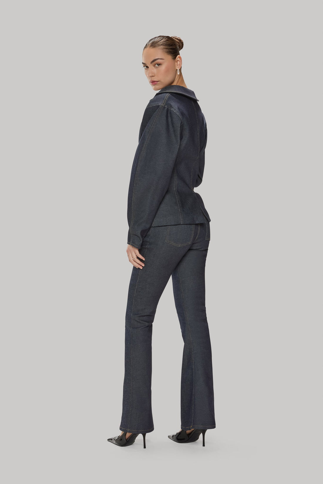 Flared Stretch Denim Pants - Jasmine Elaine