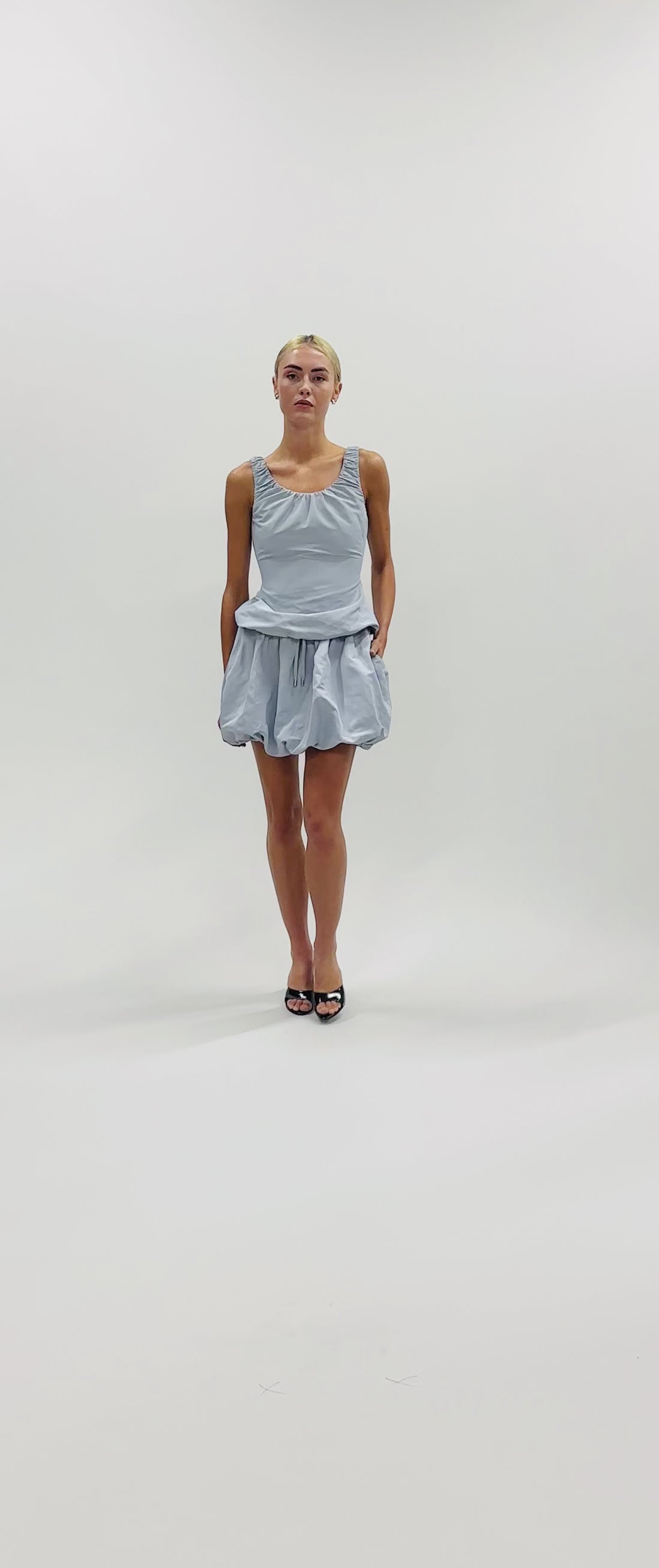 Ruched Tank With Balloon Hem