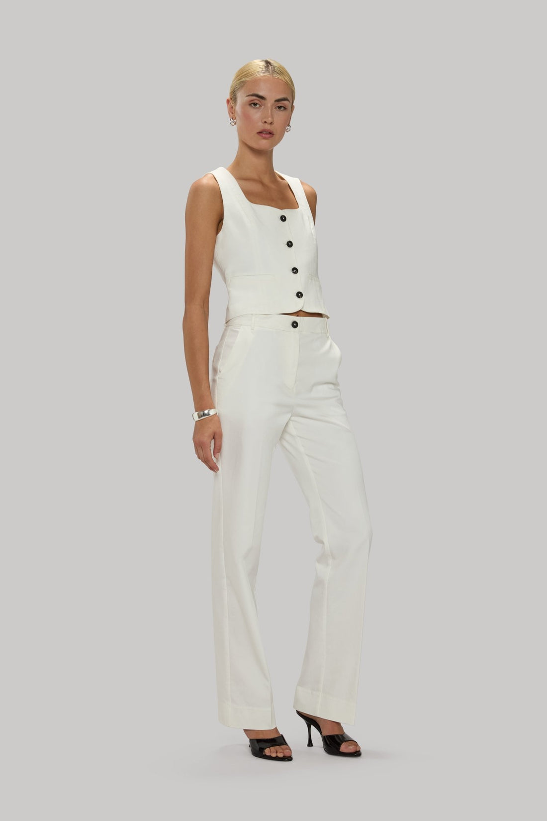 Tailored Button Up Vest - Jasmine Elaine