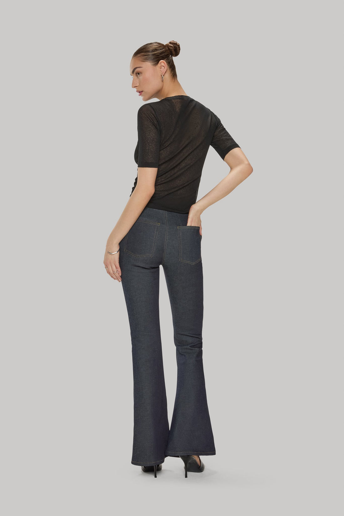 Flared Stretch Denim Pants - Jasmine Elaine