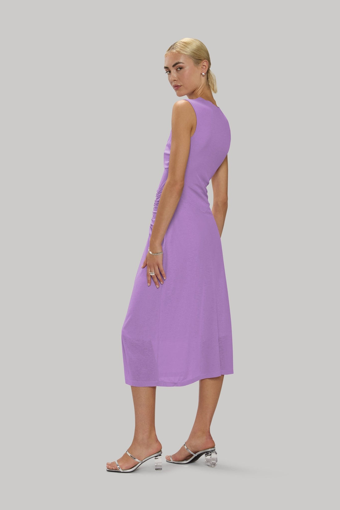 High Neck Slinky Ruched Dress - Jasmine Elaine