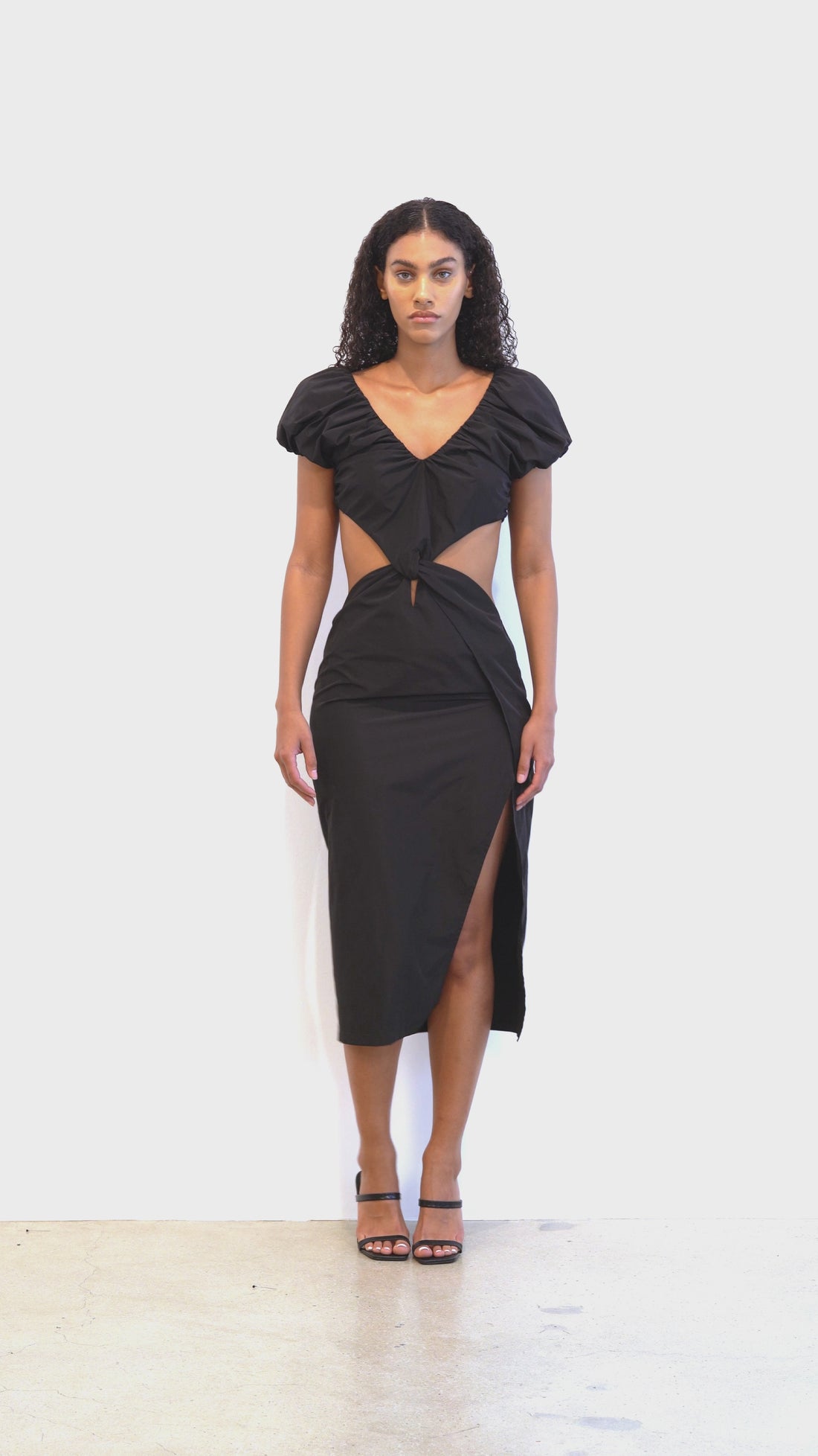 Balloon Cut Out Midi Dress